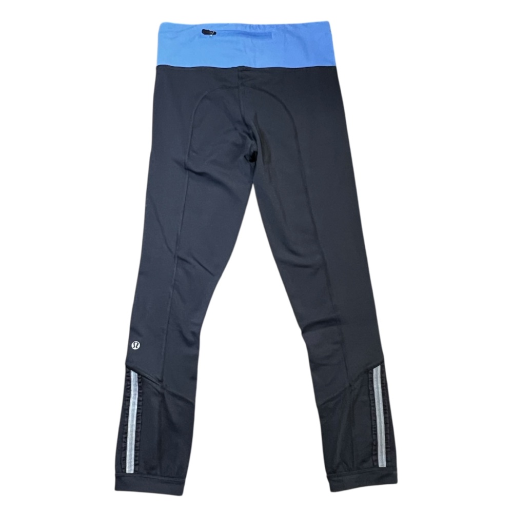 Lululemon Charcoal and Blue Base Pace High-Rise Cropped Leggings 22" Size 4 - Picture 2 of 6